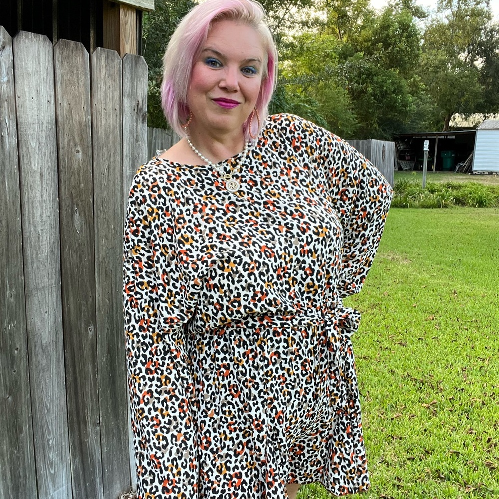 Haptics Cream/Black/Rust Animal Print Woven Romper